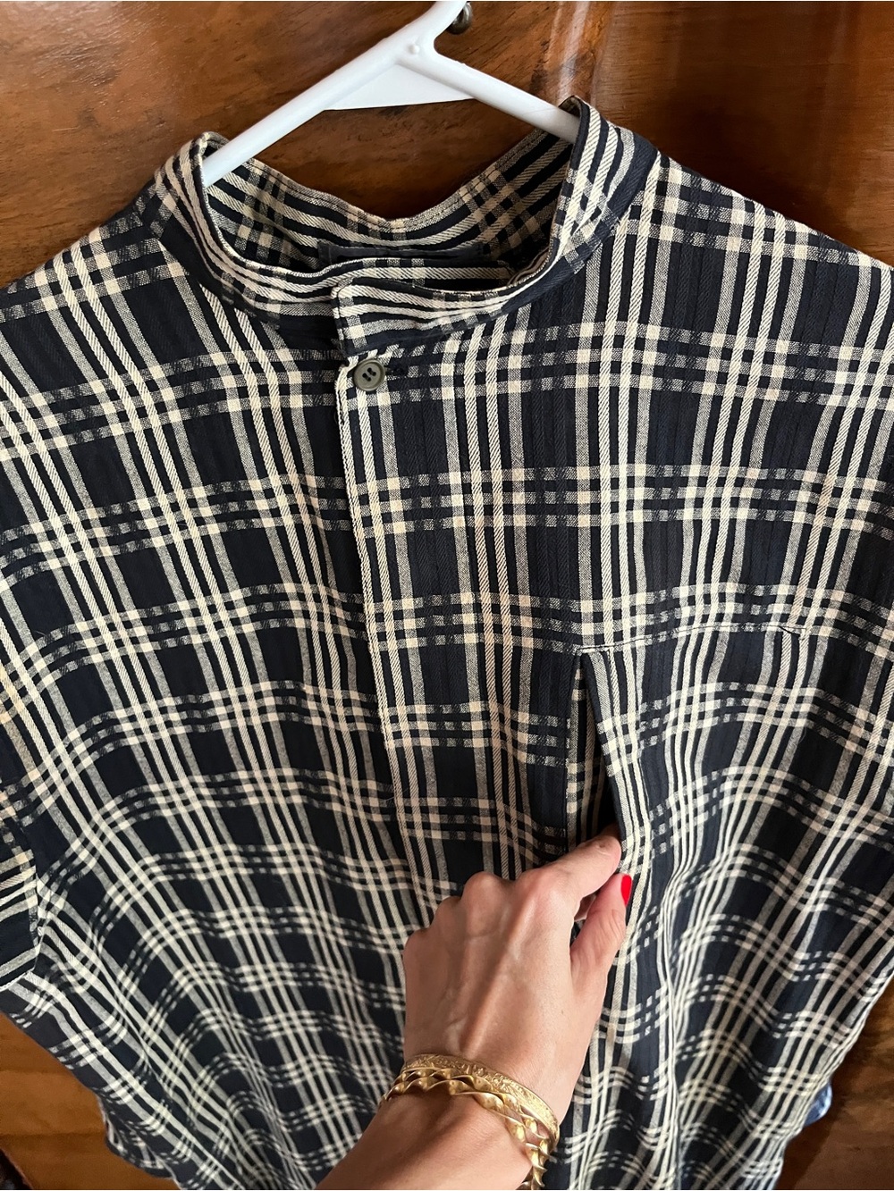 Rare Issey Miyake Navy and White Plaid Men’s Shirt - Casual Long Sleeve - Picture 6 of 6
